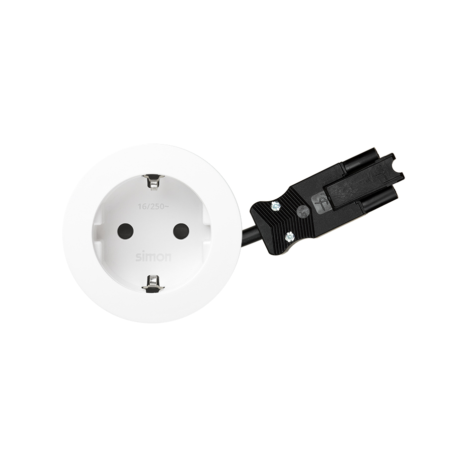 Kit Flash 60 consisting of schuko power socket end in Quick-connection connector white Simon 400