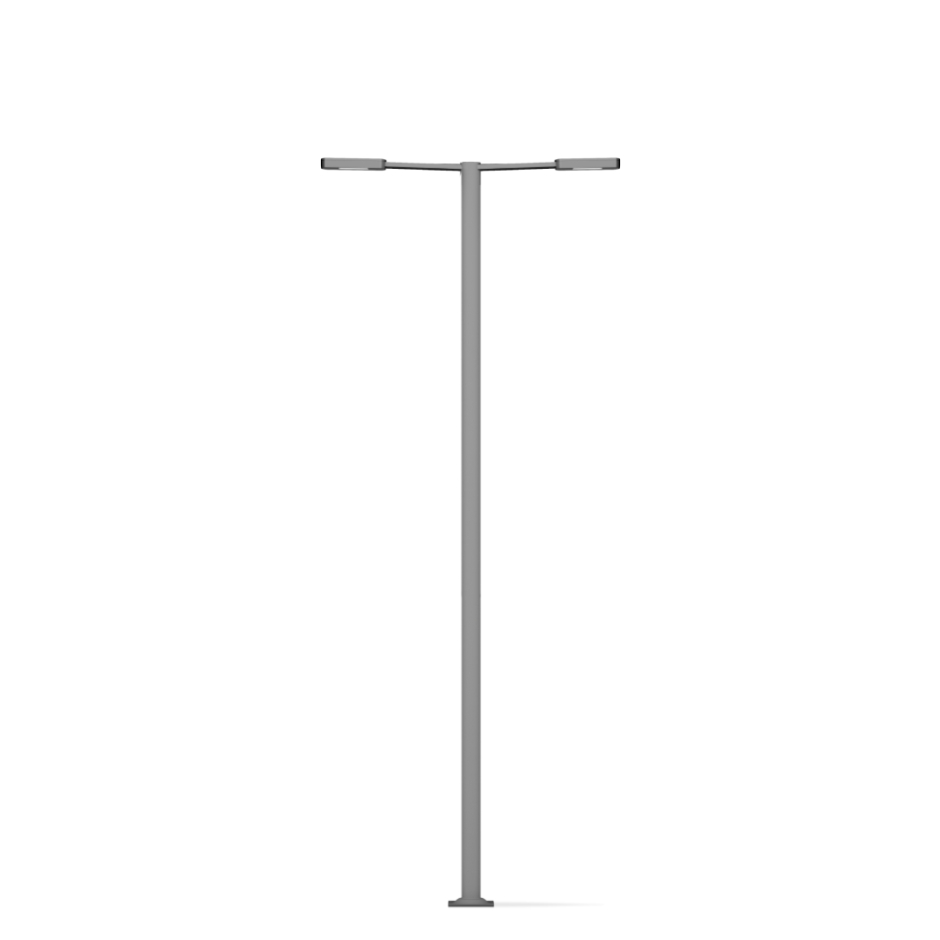 Point lumineux décoratif cylindrique Simon Kelp Altair modèle 200, mesurant 5 m de haut et doté d’une fixation pour luminaires latéraux Simon Kelp Merak