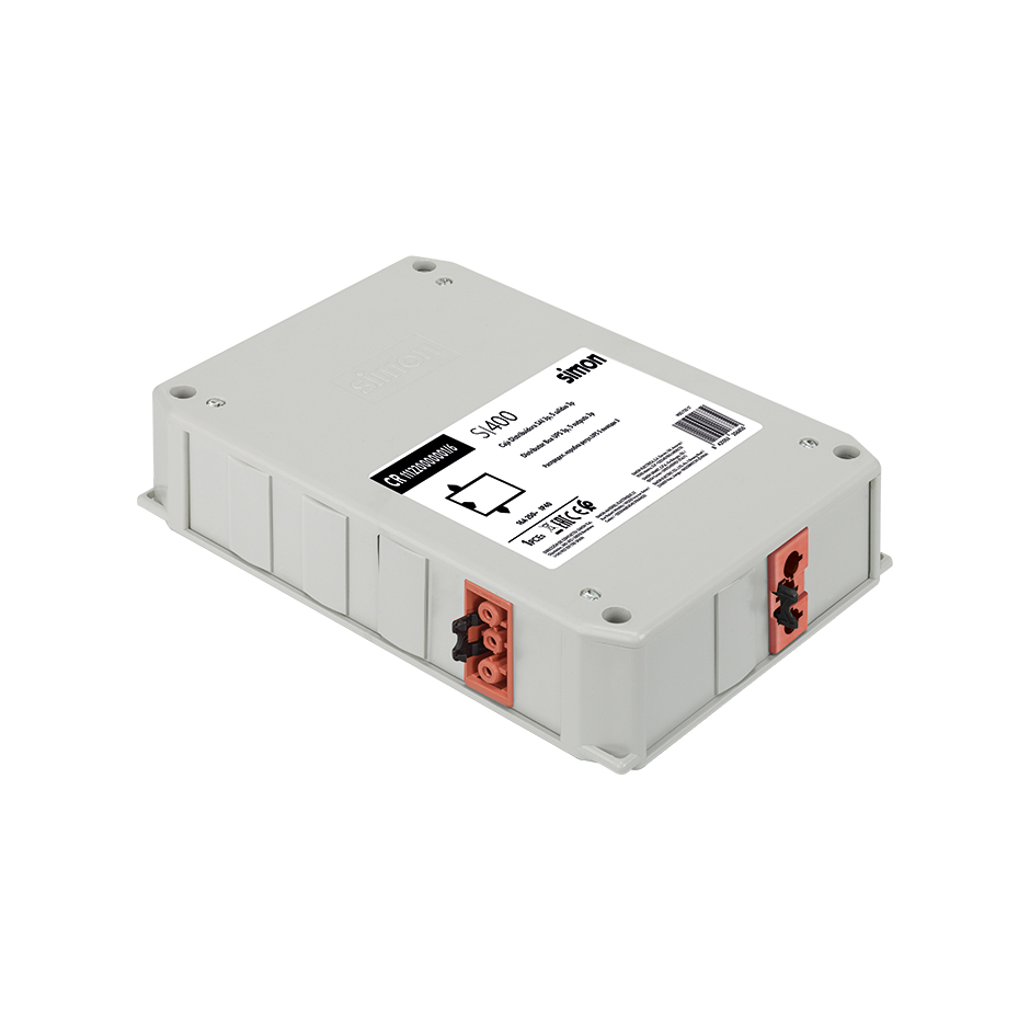 Distribution box of 1 stabilized circuit (UPS) with 1 input of 3 poles with Wieland GST18i figure and 2 outputs of 3 poles