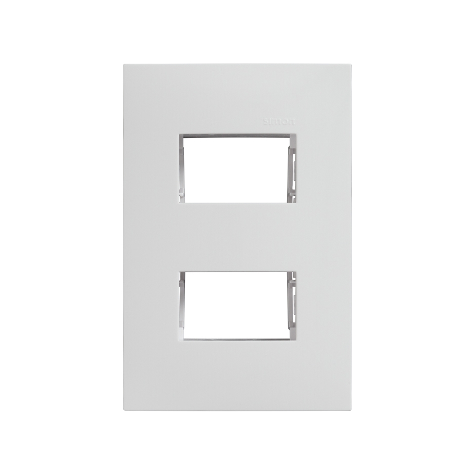 Placa de 2 módulos con chasis blanco Simon 25 Plus