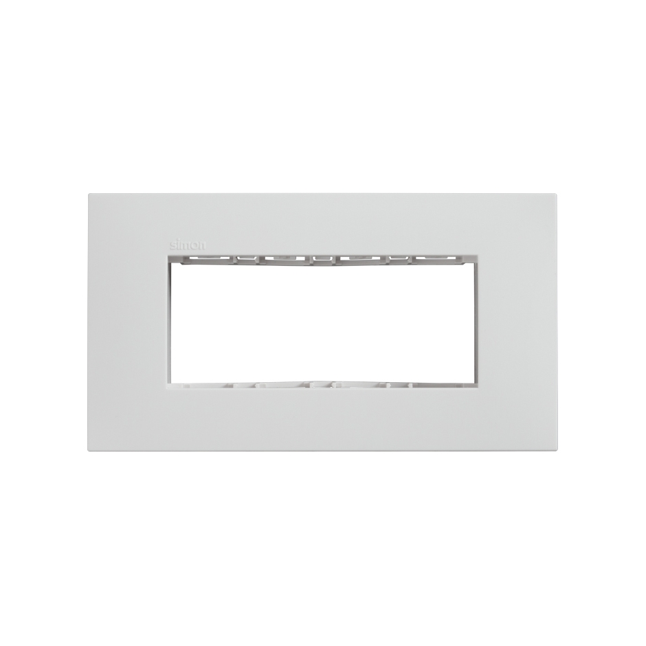 Placa de 4 módulos con chasis blanco Simon 25 Plus