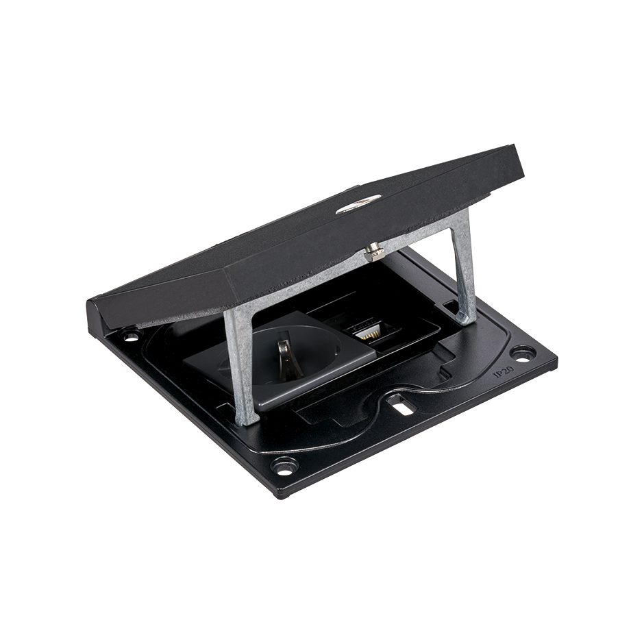 IP66 Mechanism holder and manual frame with schuko and RJ45 5e UTP