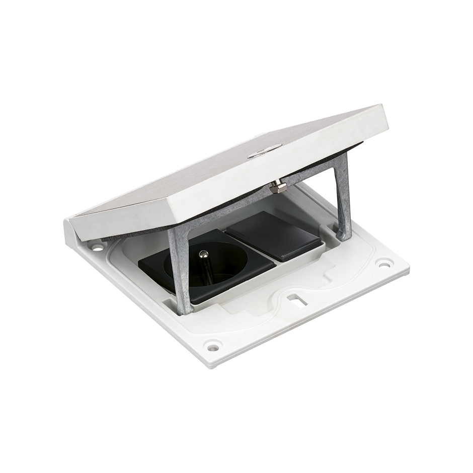 IP66 Mechanism holder and security frame with french socket and 22,5x45mm K45 mechanism