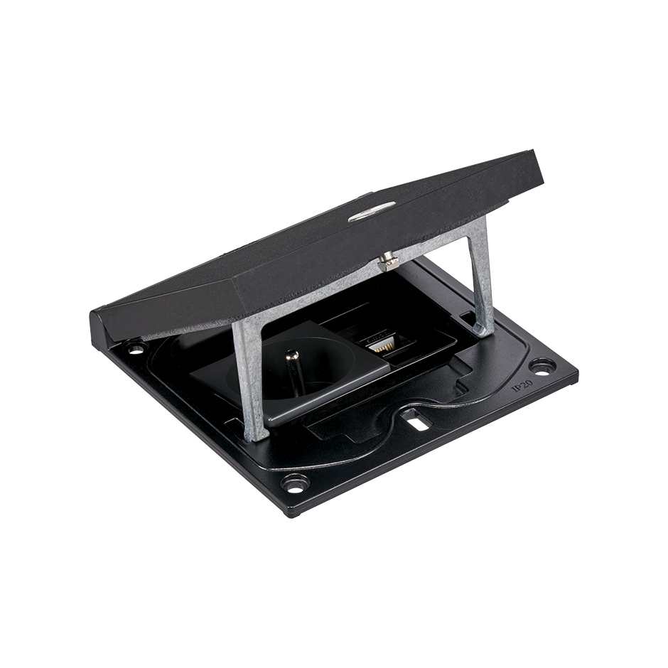 IP66 Mechanism holder and security frame with french socket and RJ45 6 UTP
