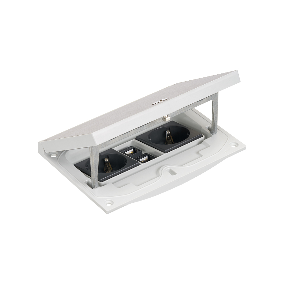IP66 Platine et cadre manuel avec 2 schuko et RJ45 5e UTP