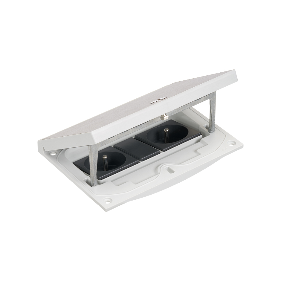 IP66 Mechanism holder and manual frame with 2 french socket and 22,5x45mm K45 mechanism