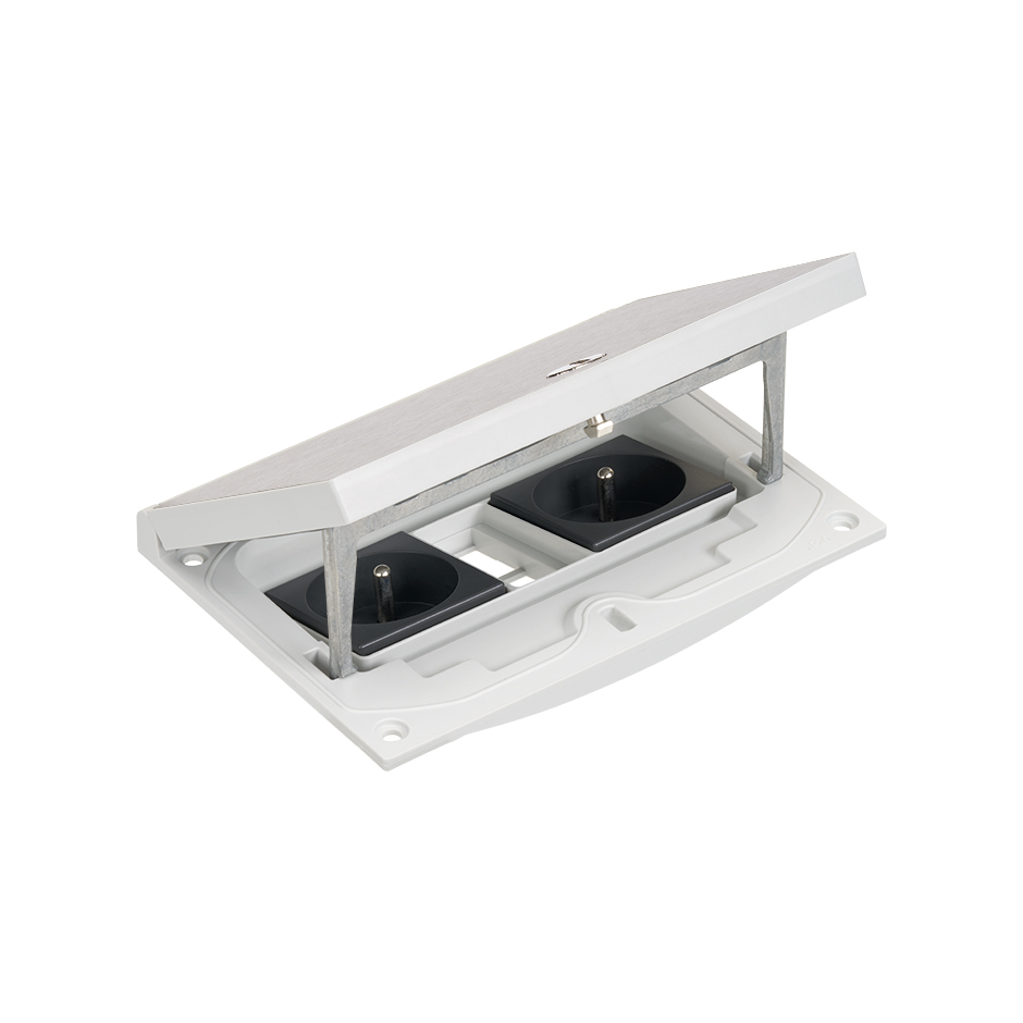 IP66 Mechanism holder and manual frame with 2 french socket and 2 RJ45 Keystone lodge