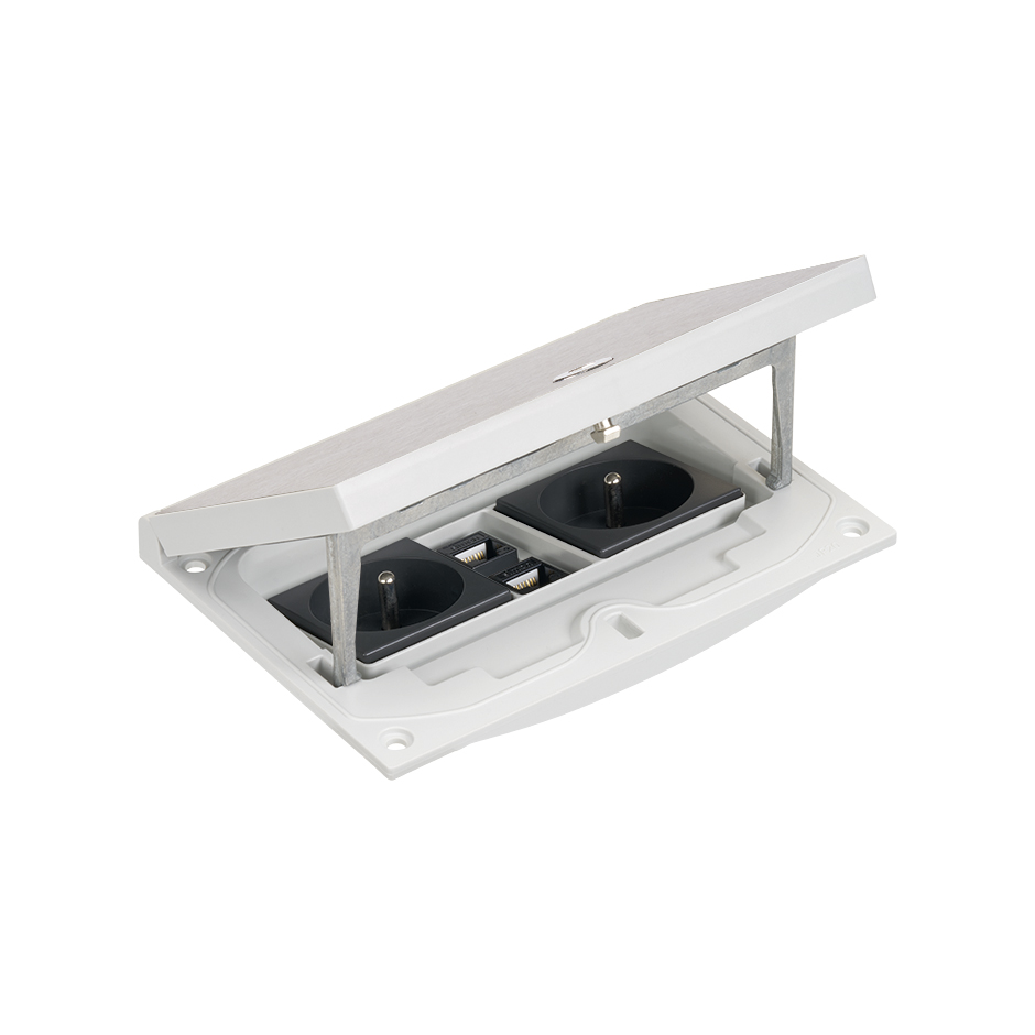 IP66 Mechanism holder and security frame with 2 french socket and 2 RJ45 5e UTP