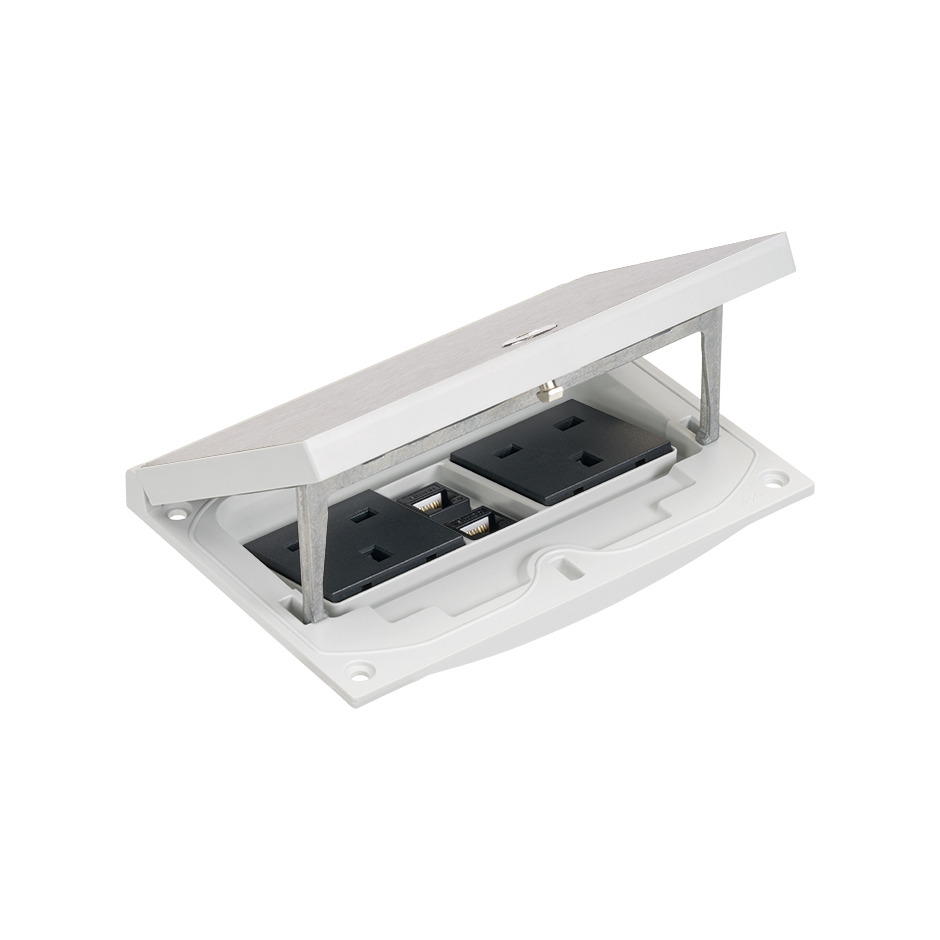 IP66 Mechanism holder and security frame with 2 british socket and 2 RJ45 5e UTP