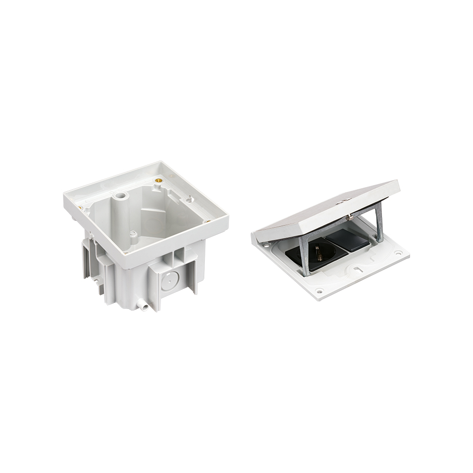 IP66 watertight concrete floor box kit with 1 schuko socket outlet + 1 narrow blind cover and sheath