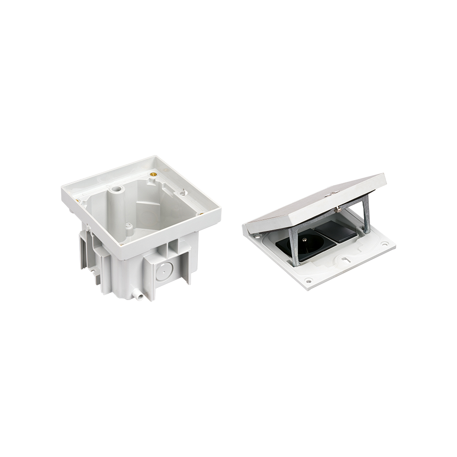 Kit de boîte de sol surélevé étanche IP66 avec 1 prise française + 1 plaque aveugle étroite