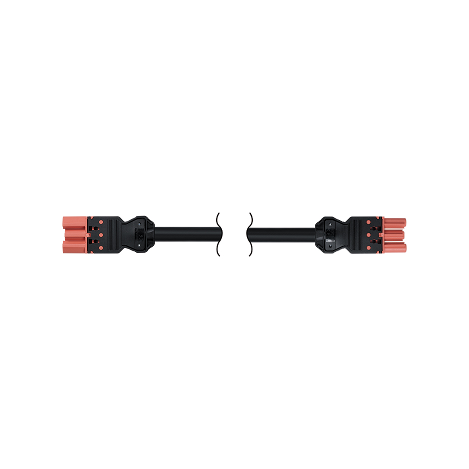 Latiguillo de conexión rapida hembra-macho RZ - 0,6 kV de 3 polos con 3 metros de longitud en material libre de halógenos con sección de 3 x 2,5mm² con conexión roja