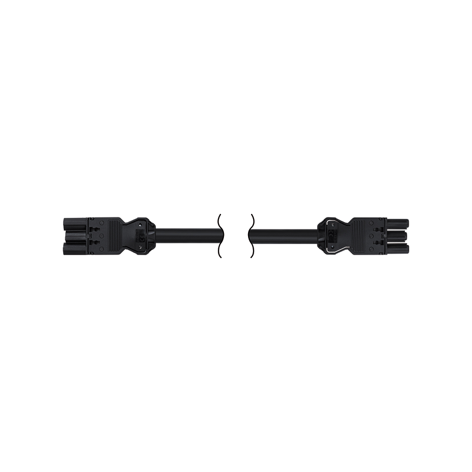 Quick connection patch cord female-male RZ - 0.6 kV 3-pole with 7 meters length in halogen-free material with section of 3 x 2.5mm² Black Simon Electrical Wiring