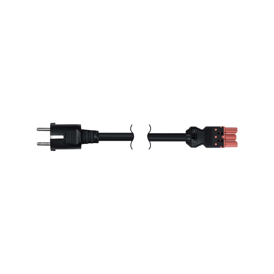 Câble connexion rapide femelle Schuko 3 pôle 2m. Câble RZ-0,6/1Kv Section 3x2,5mm² - Rouge