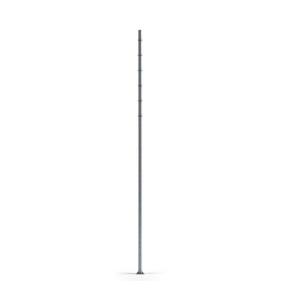 Simon Tower functional pole, 12 m high, cylindrical, lateral fixing for spotlights