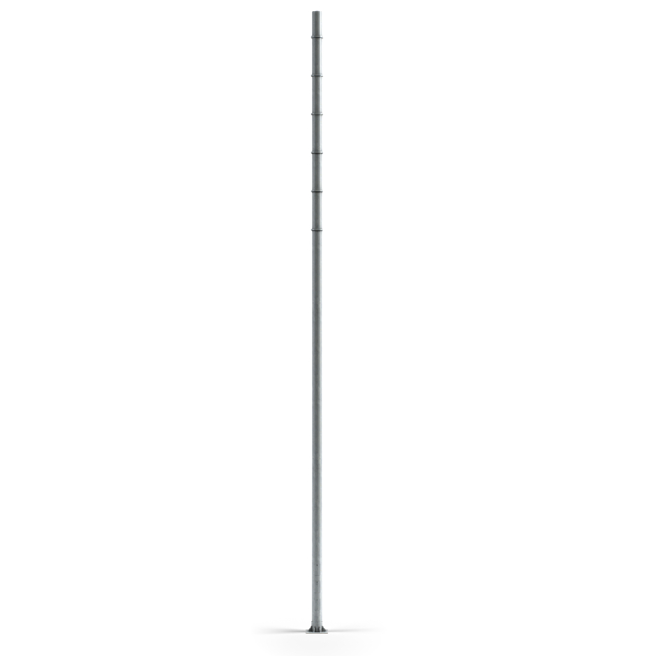 Simon Tower functional pole, 16 m high, cylindrical, lateral fixing for spotlights