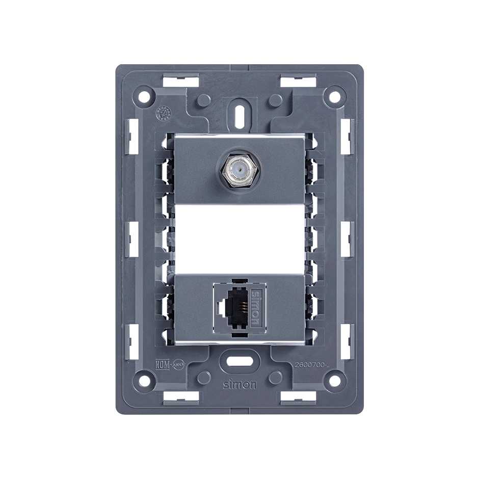 Chassis with TV and RJ11 telephone socket graphite Simon 26