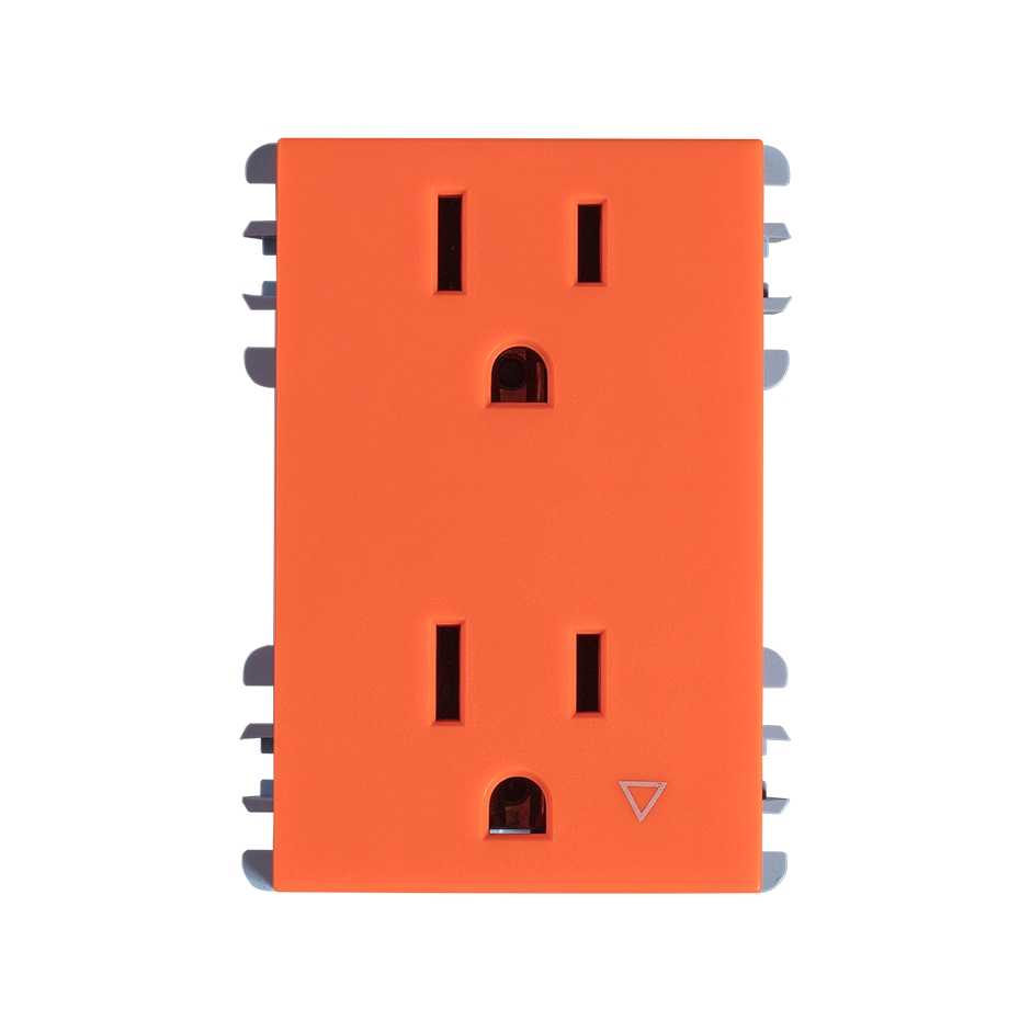 Toma corriente duplex tierra aislada 16A 127V~ naranja Simon 26