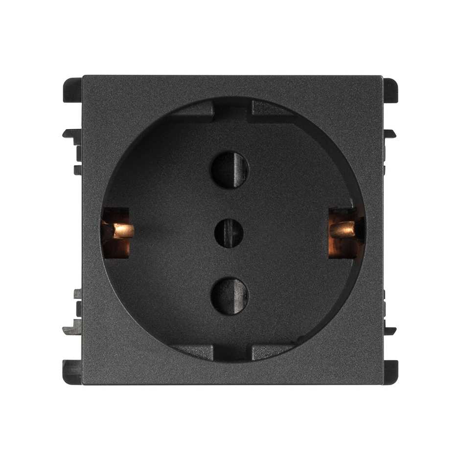 Toma corriente 2P+T Schuko P30 16A 127/250V~ grafito Simon 26