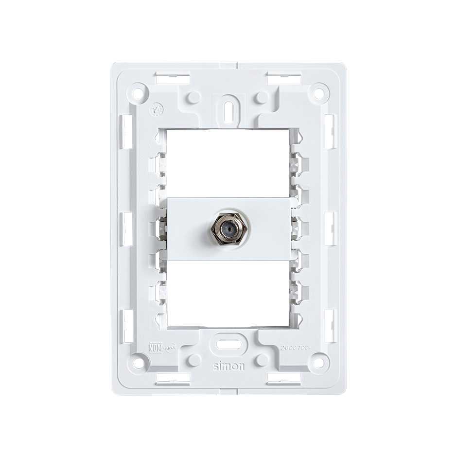 Chasis con toma TV coaxial blanco Simon 26