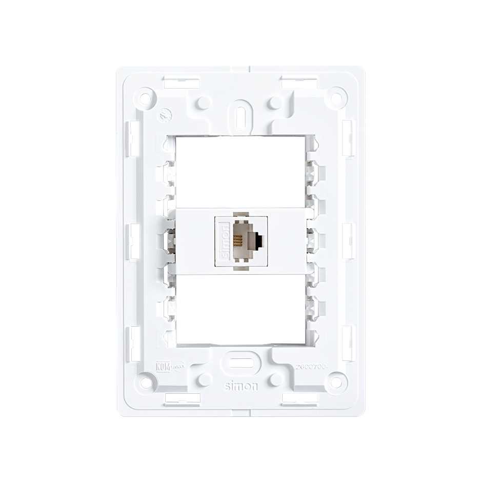 Chasis con toma teléfono 4 hilos rj11 blanco Simon 26