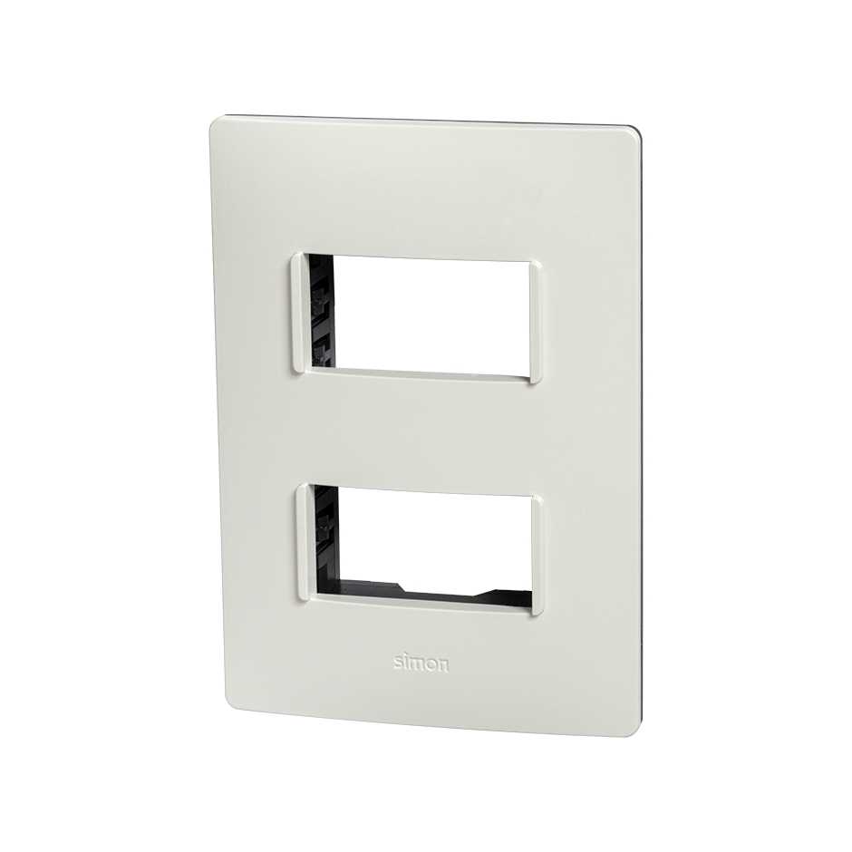 2 modules plate white with graphite chassis Simon 26