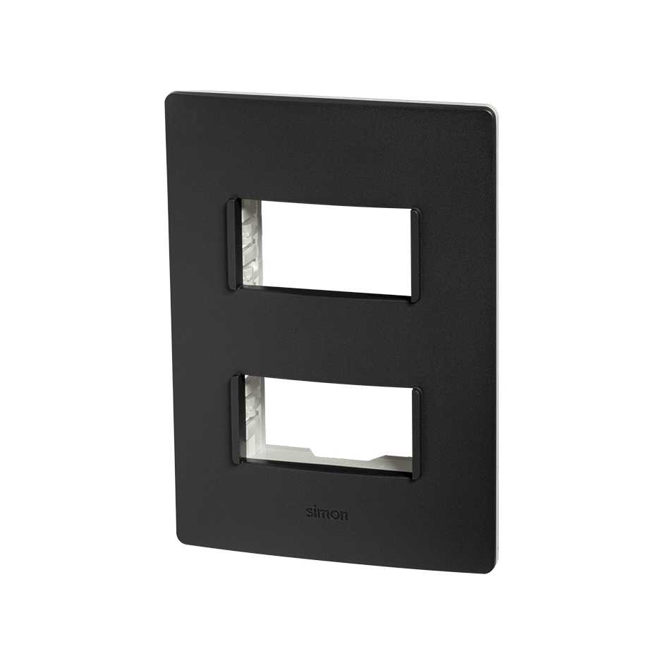 2-module plate graphite with white chassis Simon 26