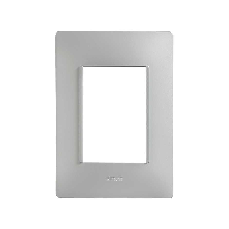 Placa de 3 módulos sin chasis plata Simon 26