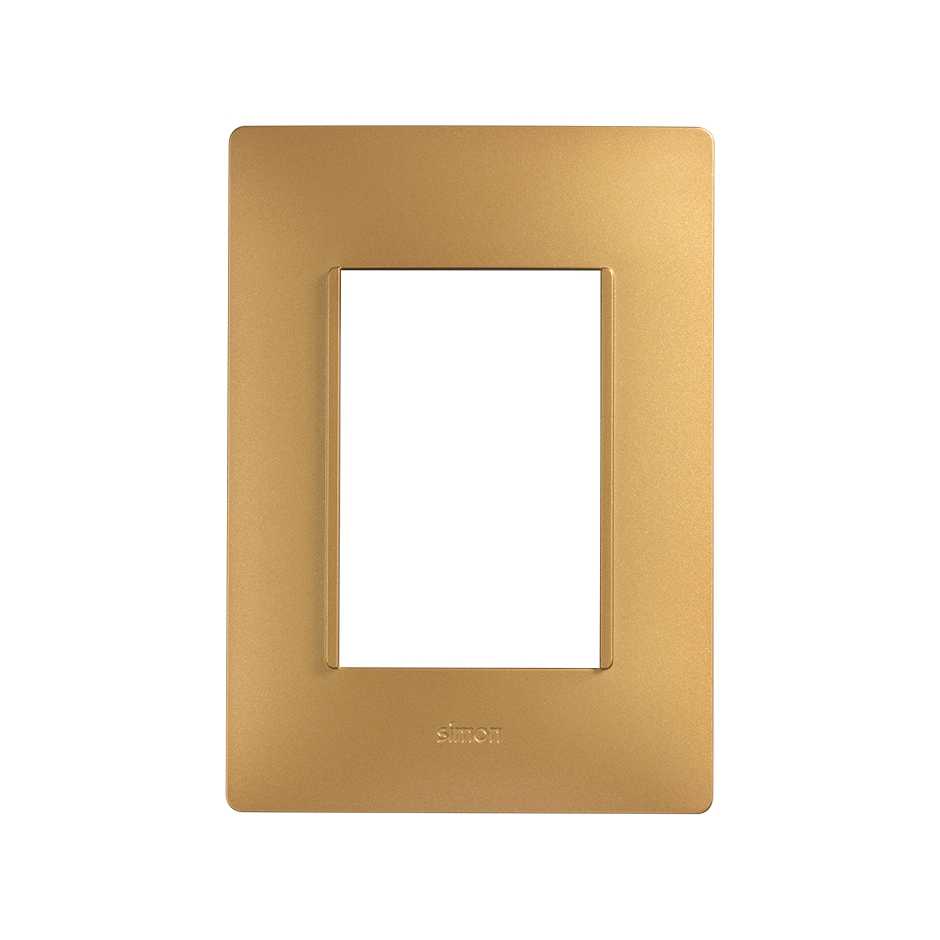 Placa de 3 módulos sin chasis oro mate Simon 26