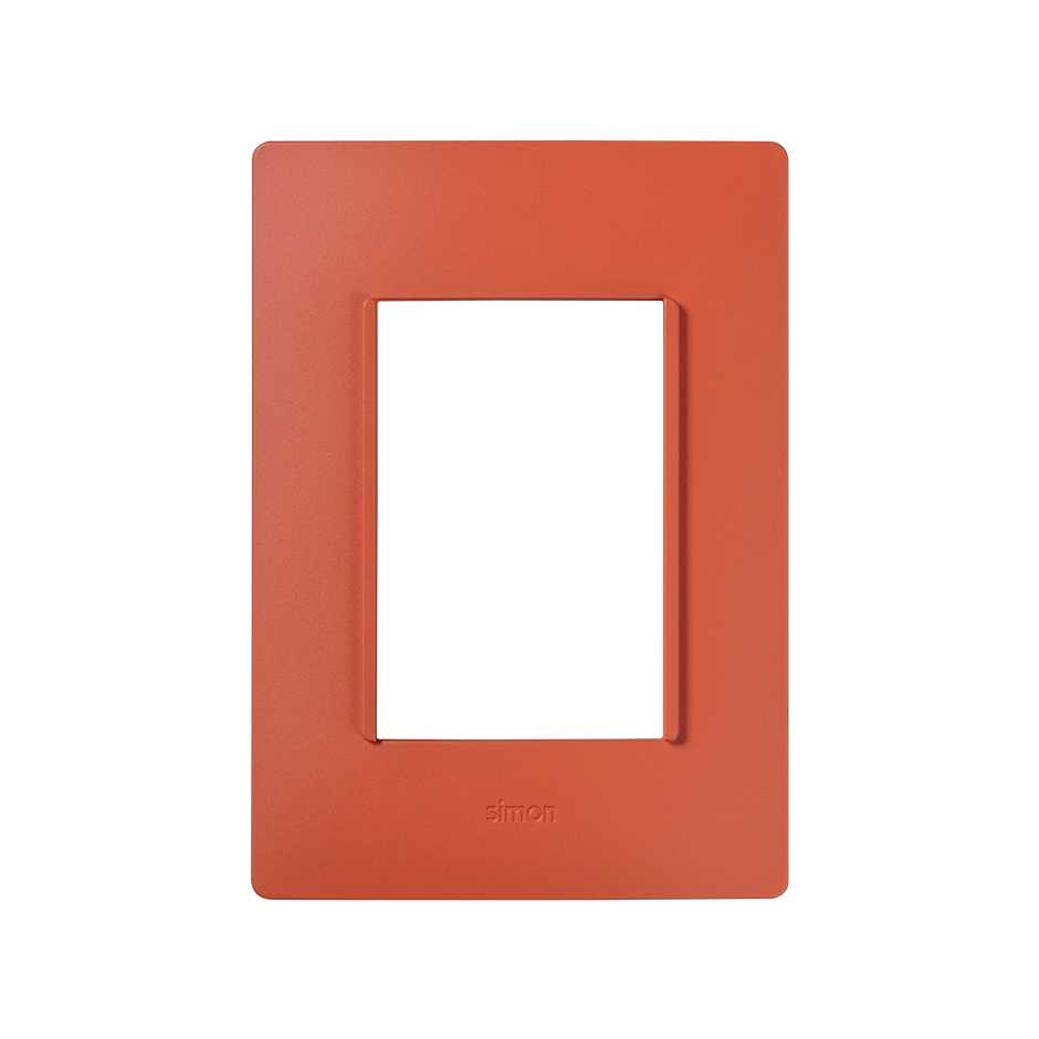 Placa de 3 módulos sin chasis rojo coral Simon 26