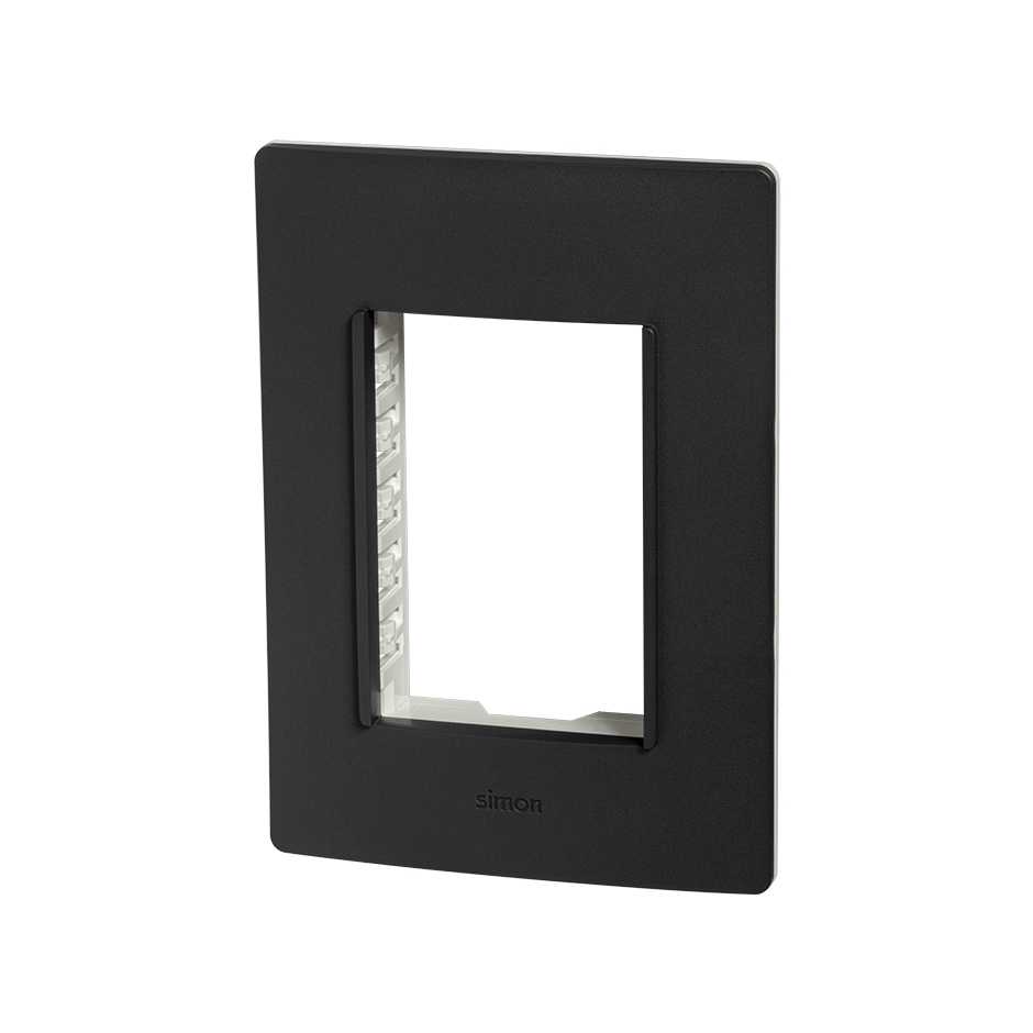Plate for 3 modules graphite with white chassis Simon 26
