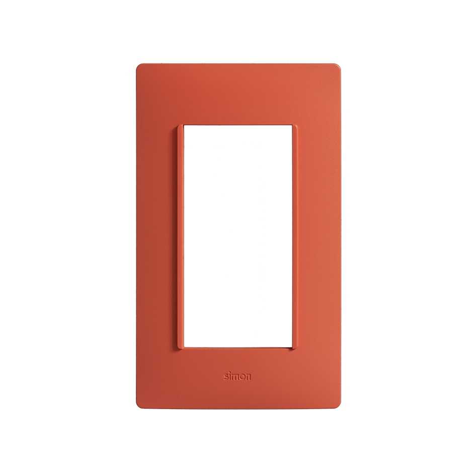 Placa de 4 módulos sin chasis rojo coral Simon 26