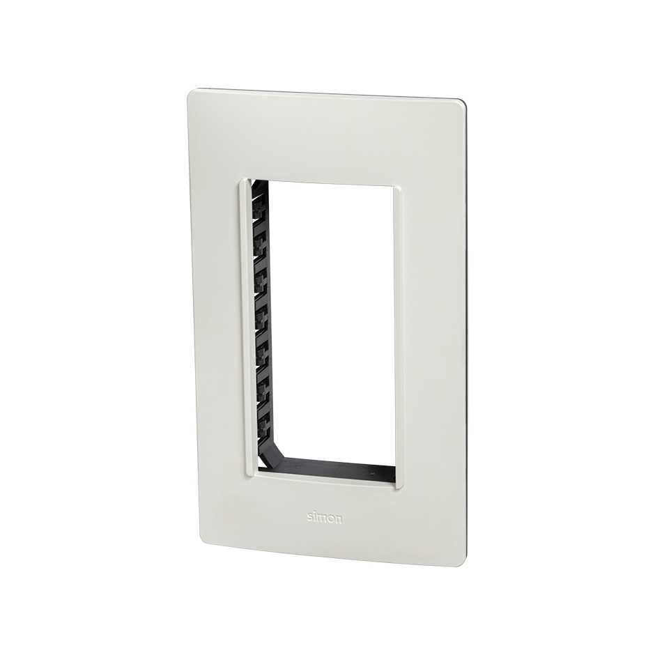 Placa de 4 módulos blanco con chasis grafito Simon 26