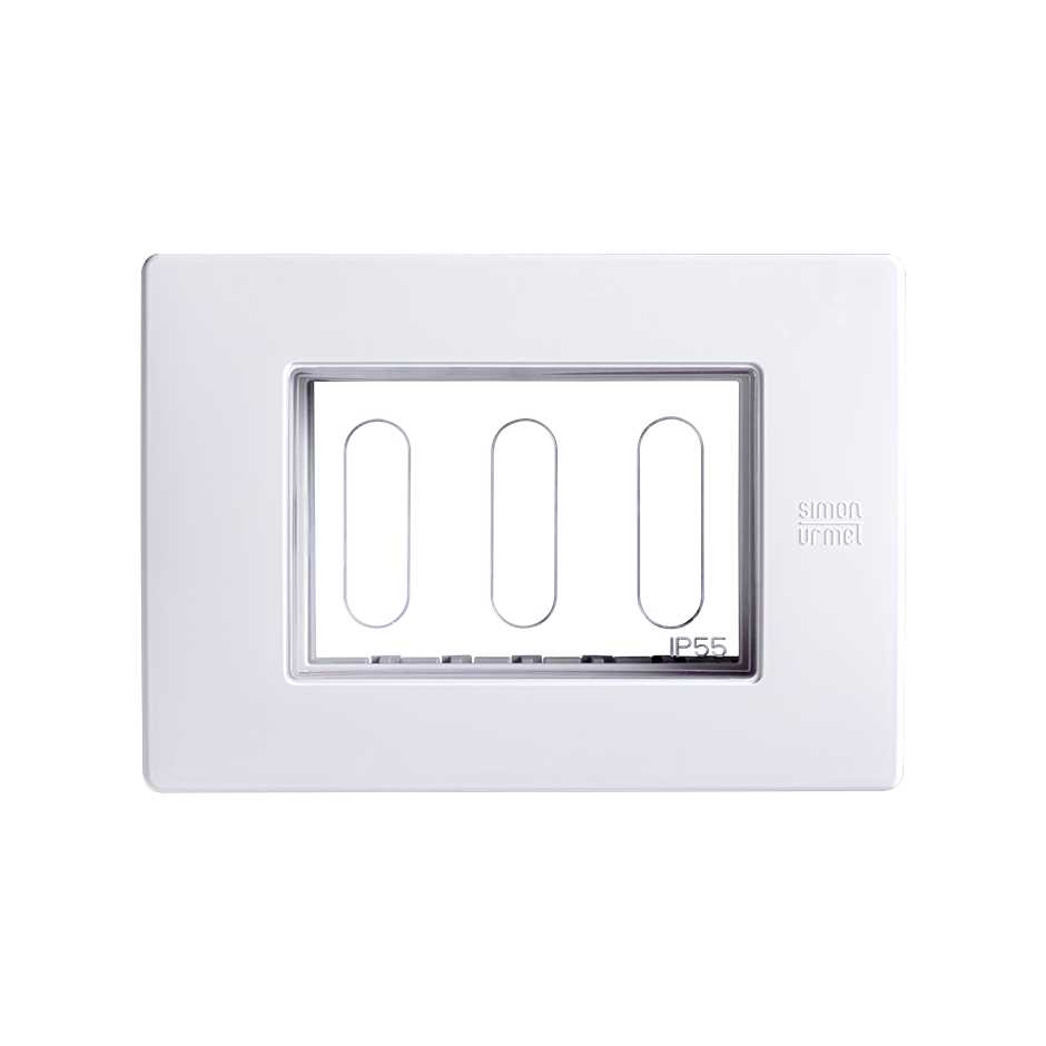 Placa pared de 3 módulos IP55 blanco Simon 26