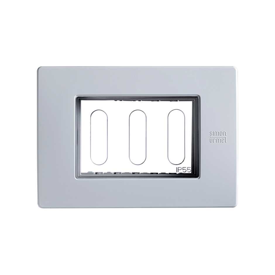 Placa pared de 3 módulos IP55 gris Simon 26