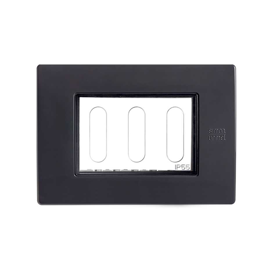 Placa pared de 3 módulos IP55 grafito Simon 26