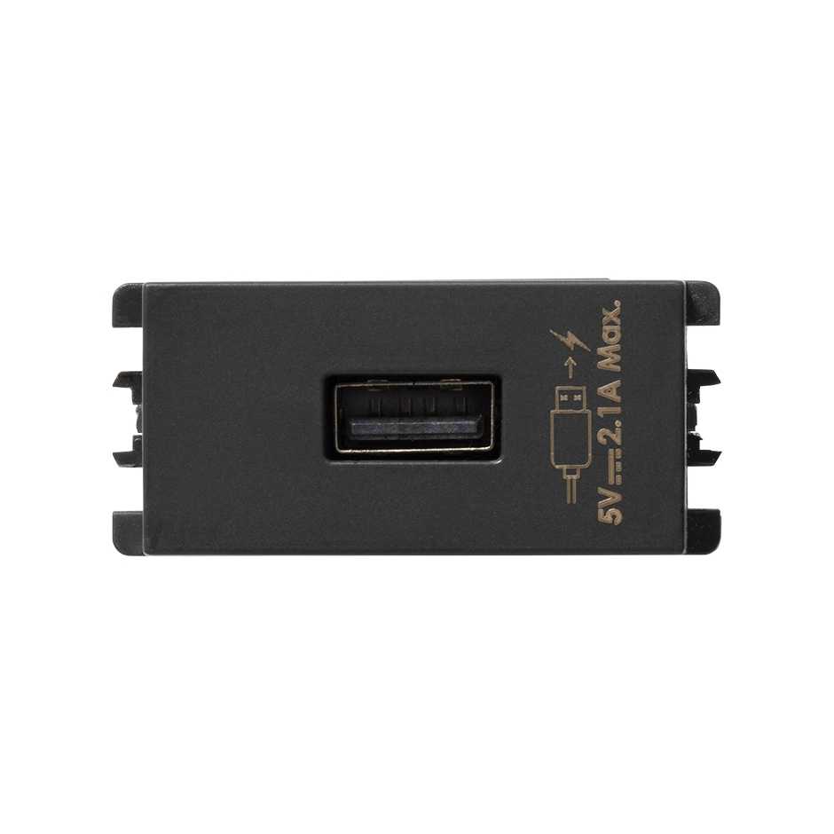 Cargador USB 1 módulo 2.1A 100/230V~ grafito Simon 26