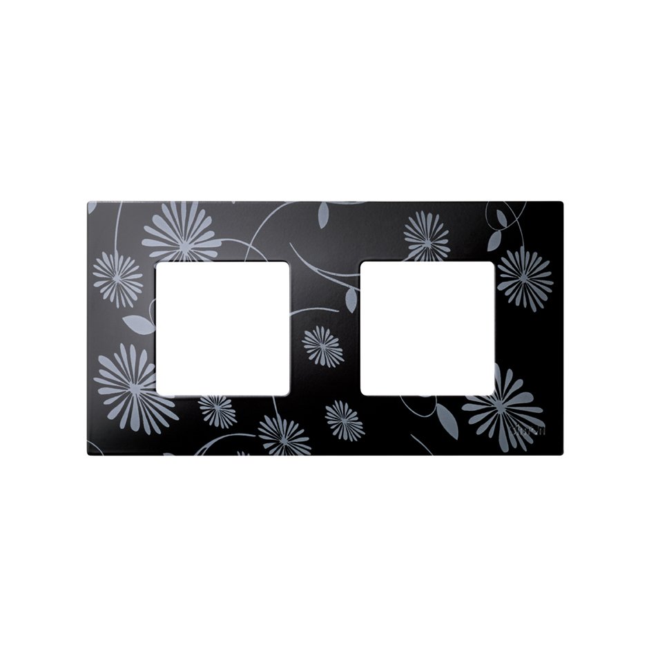 Interchangeable case for 2 elements frame black & white Simon 27 Play