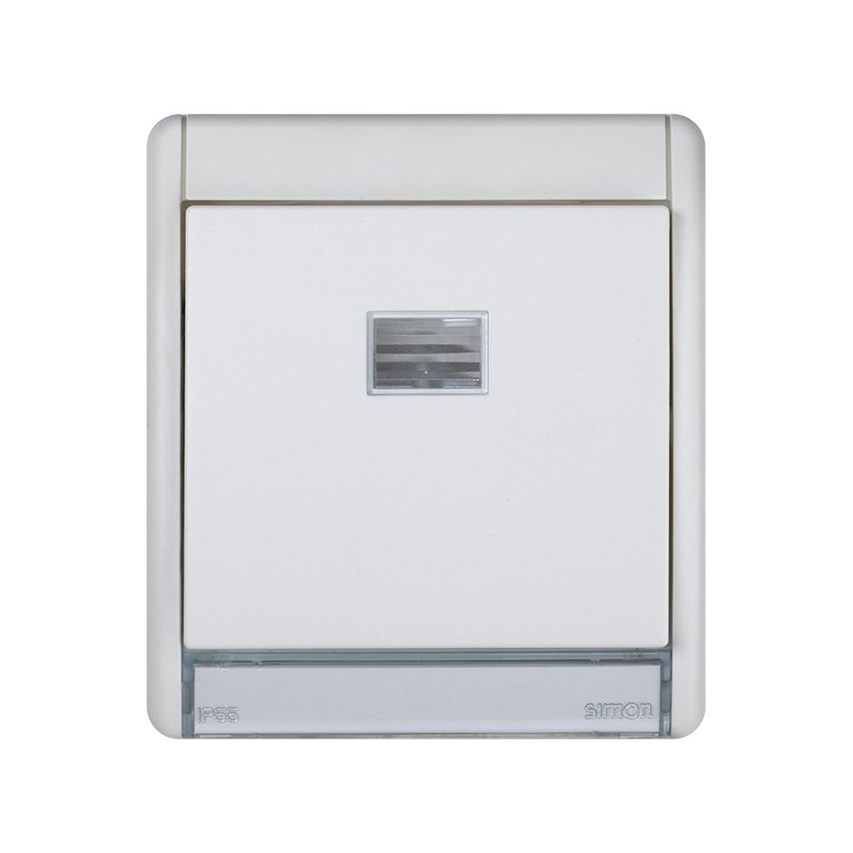 Conmutador componible IP55 10AX con luminoso incorporado y sistema de embornamiento rápido blanco Simon Aqua
