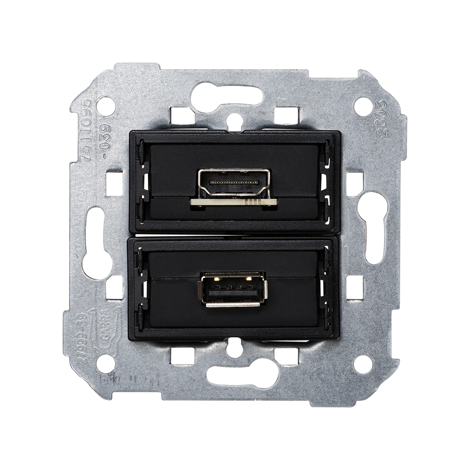 Conector HDMI v2.0 4K hembra-hembra + USB 2.0 tipo A Simon 75