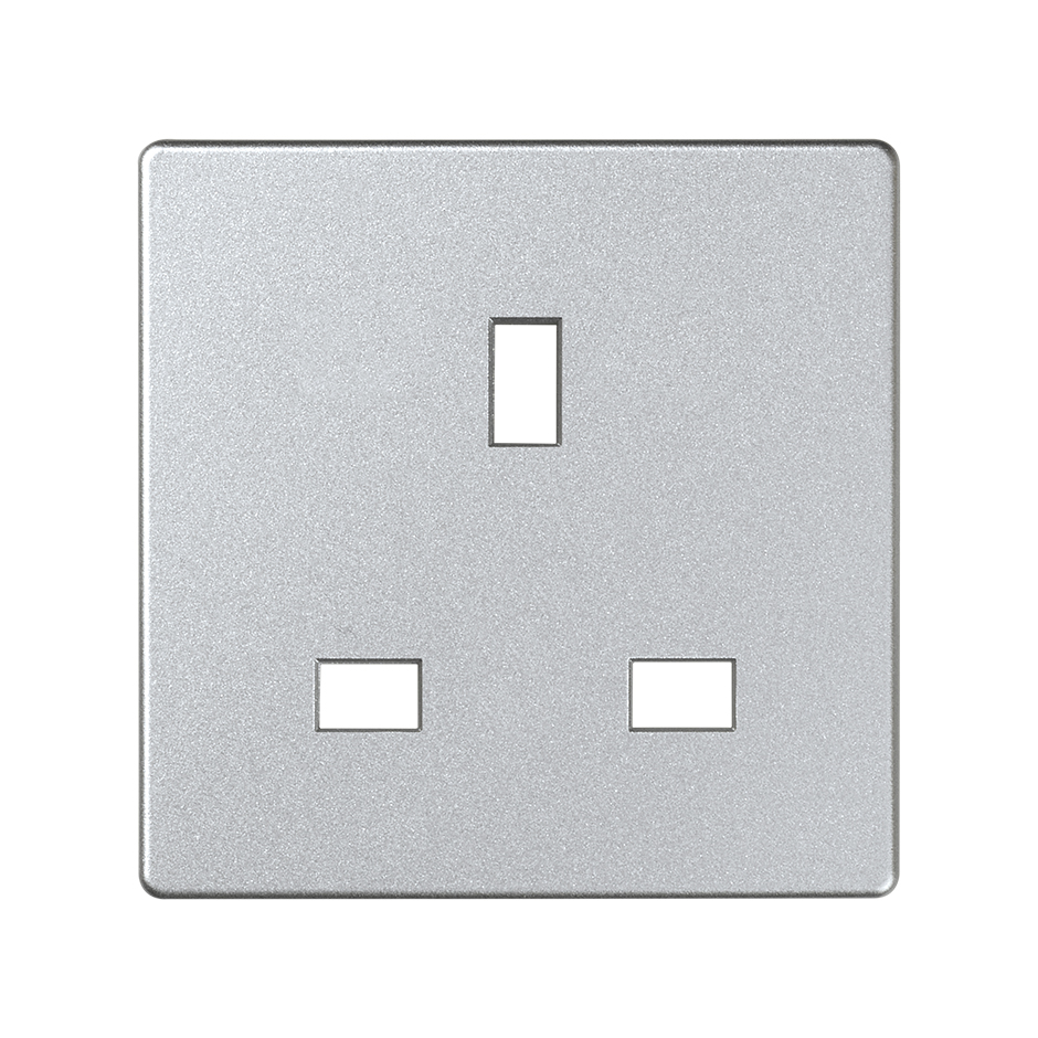 Tapa con dispositivo de seguridad para la base de enchufe británica aluminio frío Simon 82 Detail