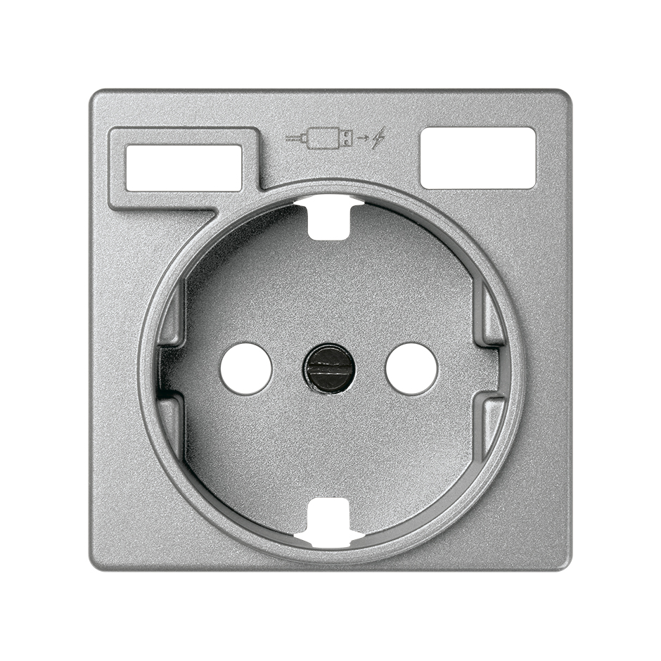 Cover for Schuko socket with 2 USB A + C chargers 10.5W aluminum Simon 82