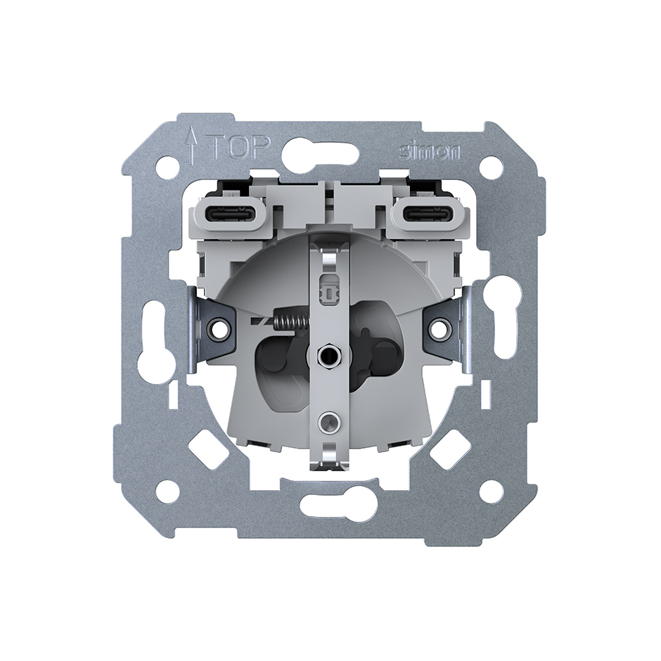 Schuko socket base with double USB C + C charger 20W Simon 75
