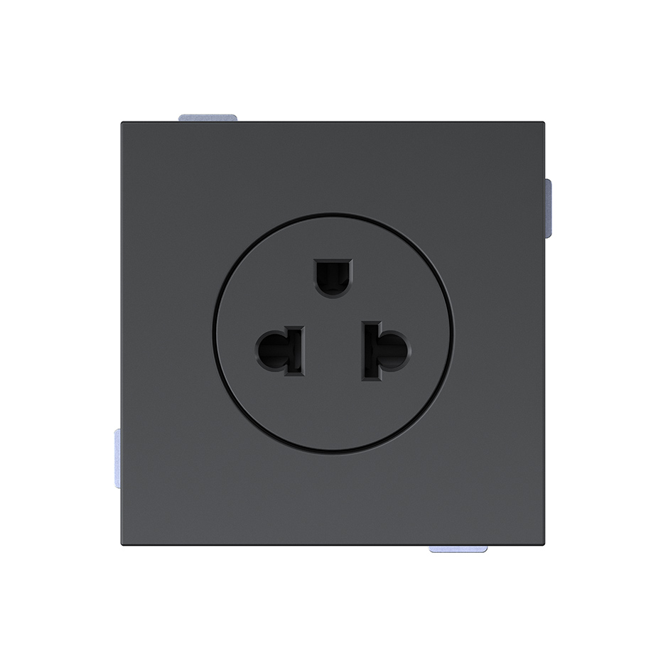Euro-American modular socket base 16A 127/250 V~ with screw terminal connection system matte black Simon 360