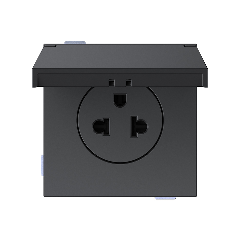 Modular Euro-American socket 16A 127/250 V~ screw terminal IP44 black matte Simon 360
