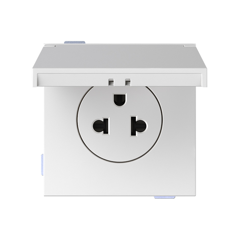 Modular Euro-American socket 16A 127/250 V~ screw terminal IP44 white matte Simon 360
