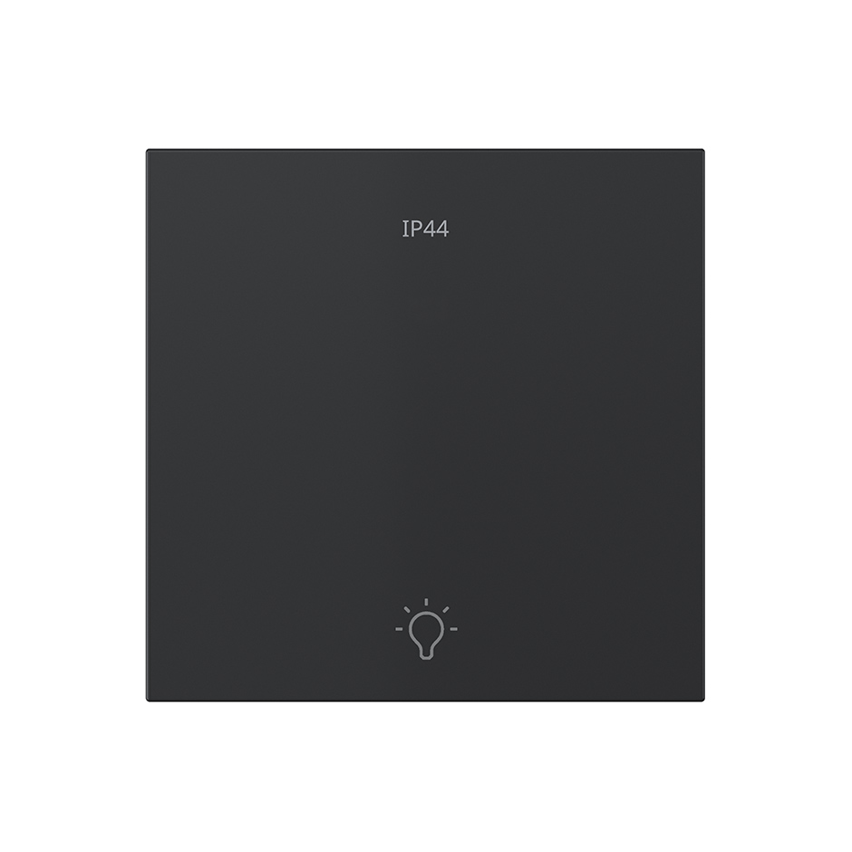 Tecla individual para pulsador con grabado luz IP44 pulsante negro mate Simon 360