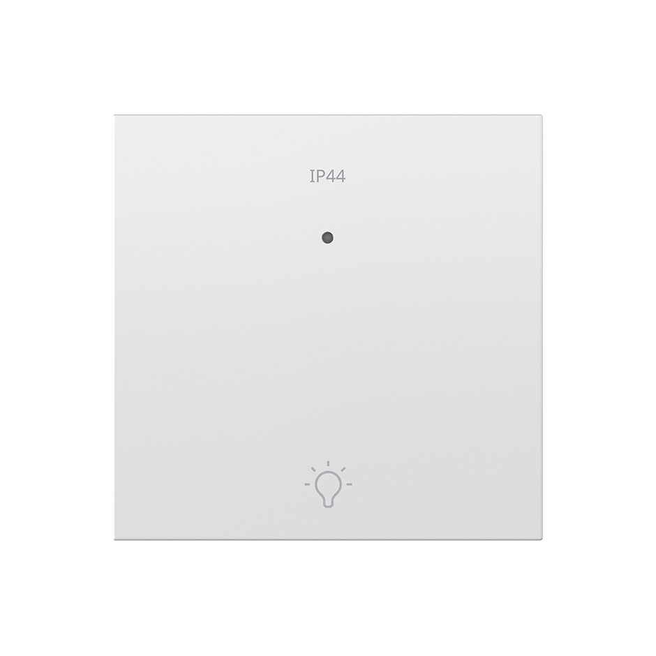 Touche individuelle avec hublot et gravé lumière IP44 poussoir blanc mat Simon 360