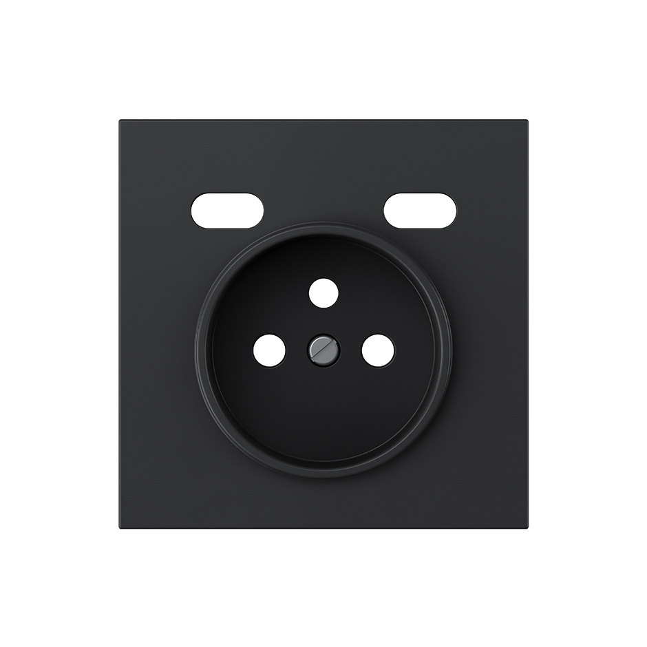Cover for French socket + 2USB C+C black matte Simon 360