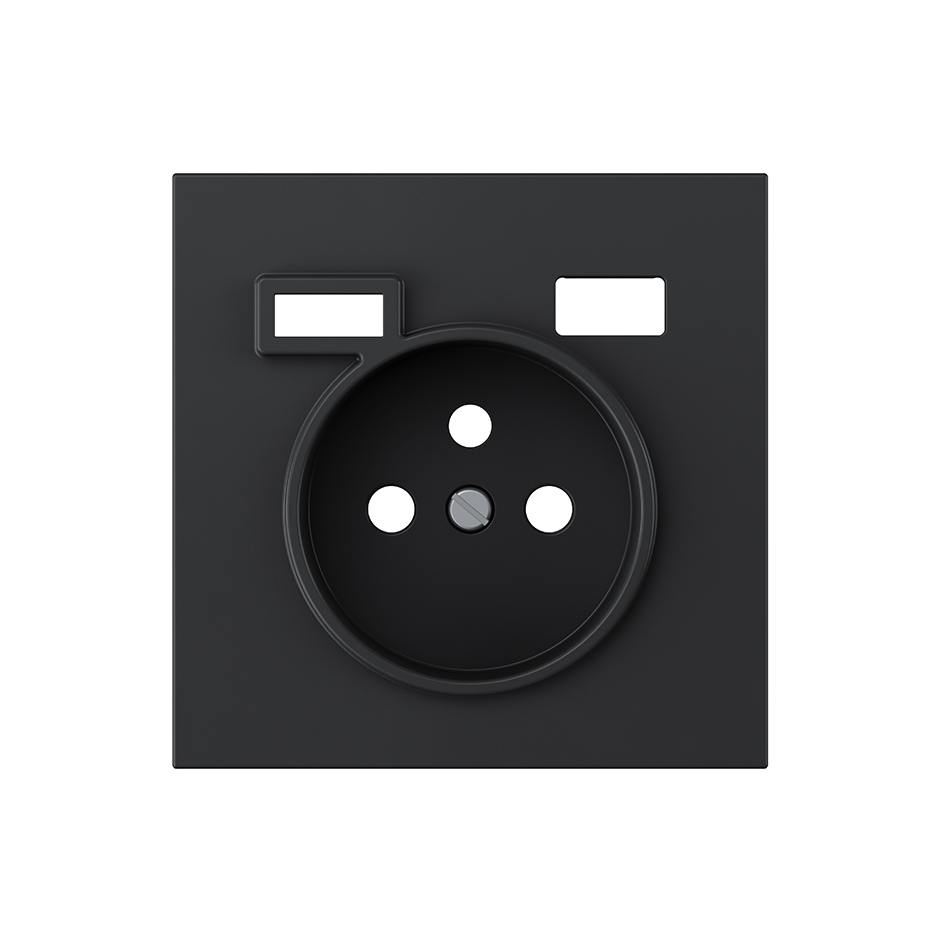 Cover for French socket + 2USB A+C black matte Simon 360